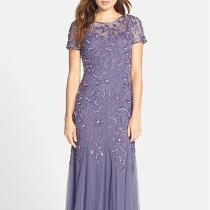 Adrianna Papell Dark Heather Purple Beaded Gown 4